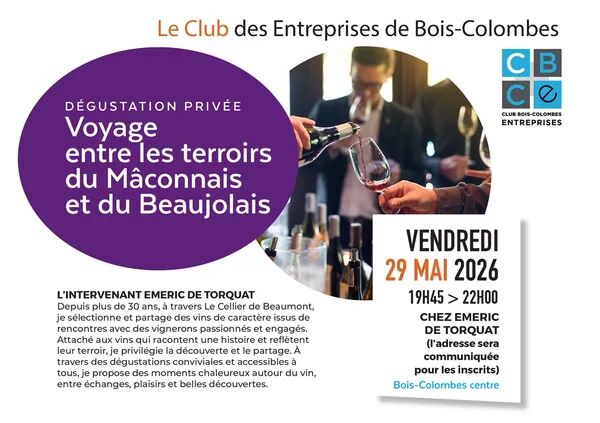 Soirée CBCE Networking et Dégustation de vins,  le 29 Mai 2026